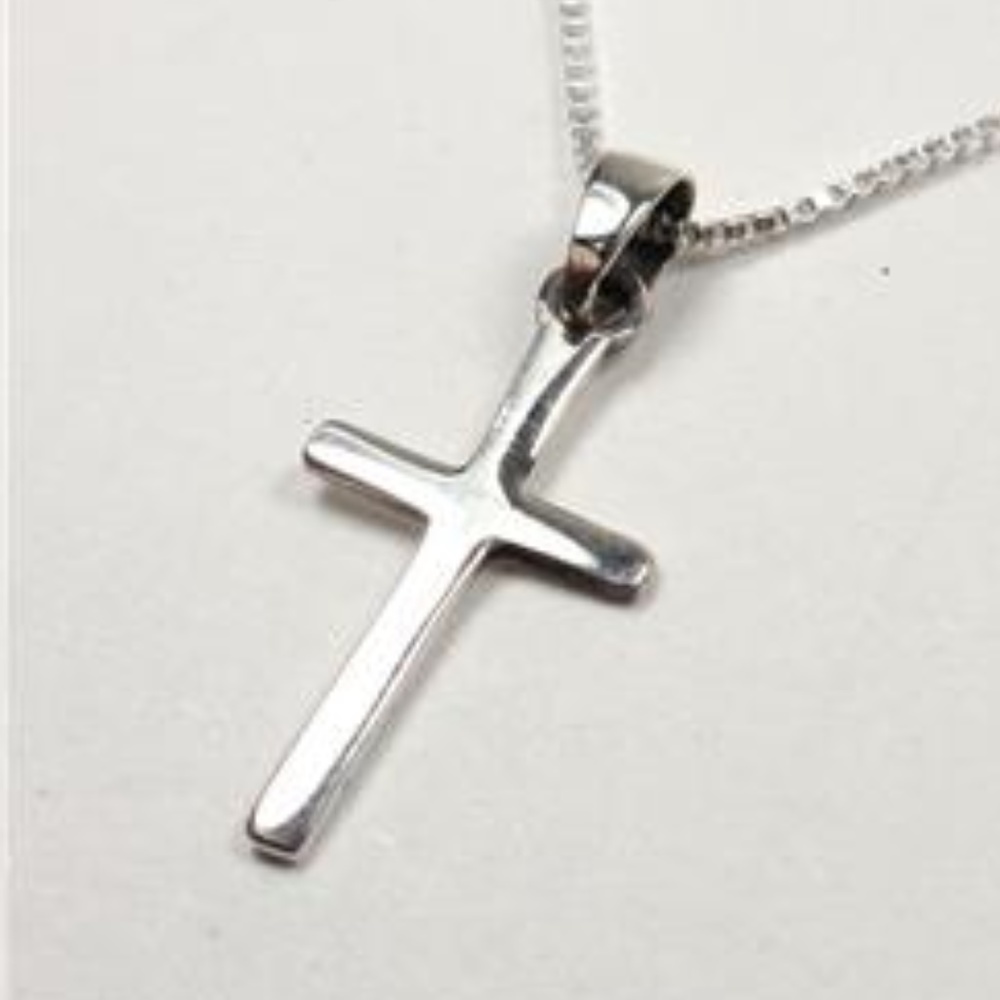 STERLING SILVER HOLY ISLAND CROSS PENDANT NECKLACE